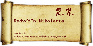 Radván Nikoletta névjegykártya