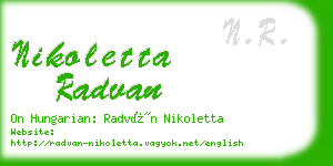 nikoletta radvan business card